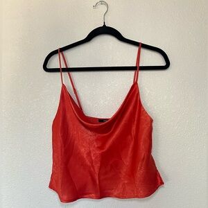 Red cowl neck top